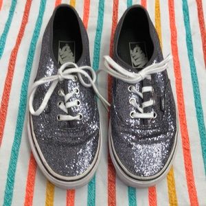 Vans Authentic Grey Glitter Sparkle Sneakers